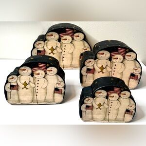 PATRIOTIC SNOWMAN NESTING BOXES SET OF 4